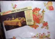 NEW K-MART CORP. VINTAGE Polyester Flannel Back Vinyl Tablecloth - 52x70 Oblong