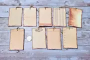 9~Vintage~Ephemera~Blank Ledger~Junk Journal~Linen Cardstock~Gift~Hang~Tags