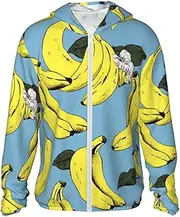 [LHBWCVN] UPF 50+ Light Jacket Full Zip Sun Protection Hoodie for Women Men Long Sleeve Banana Print Sun Shirts