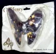 Vintage Macrame O Henry Ceramic Butterfly Bead - BROWN SPECKLE - HTF #9