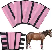 TARFEPA Adjustable Horse Fly Boots Set of 4, Breathable Mesh Fly Boots for Horses, Equine Leg Protection Reduce Stomping, Horse Leggings Leg Guards - (Pink/Medium)