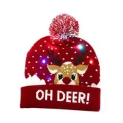 LED Christmas Hat, Light Up Christmas Hat Unisex Knitted Beanie Holiday 1red