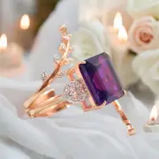 Sterling Silver Ring-Emerald Cut Amethyst Ring-Dainty Ring-Wedding Gift For Wife