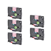 5PK TZ TZe132 Red on Clear Label Tape For Brother P-Touch PT-1000 1010 12mm*8m