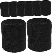 8pcs Sports Wristband Sweat Bands for Wrists Athletic Wrist Tape Compression Wrist Sleeves Sweat-Absorbing Wrist Workout Wrist Wraps Wristbands for Sports Cycling Braces Black 8 Cm