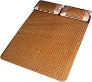Longzhuo Summer Sleeping Mat, Rattan Mat Bed, Summer Cooling Sleeping Pad, Foldable Rattan Mattress, Cool Pad, Bamboo Summer Bedding for Home School(Sheet135*200cm*1+Pillow48*72cm*2)