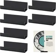 6pcs Vinyl Record Wall Mount, Acrylic Album Record No Drill Adhesive Tape Vinyl Record Display Holder Stand Racks for Album Covers Display (Black)