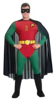 Men's Classic DC Batman Comics Deluxe Robin Adult Sized Costumes for Themed P...