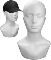 Wig Head | White Foam Wig Holder Stand Head,White Manikin Display Male Model for Hats Hairpieces Headphone Arts Scarve Glasses Salon Styling Hair Accessories