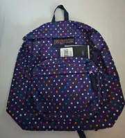 Jansport Superbreak Polka Dots Purple Spot-O-Rama Zip Closure Backpack T50134A