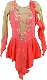 [Zagitova] Figure Skating Dress for Girls Long Sleeve Women Patchwork Graceful Competition Dance Outfits Shiny Rhinestone