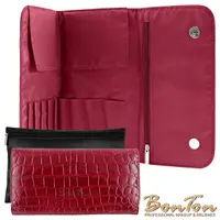 在飛比找PChome24h購物優惠-BonTon 9支時尚鱷紋雙磁釦刷具包 森巴紅
