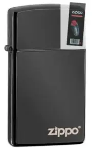 Zippo 28123zl ebony black slim style Lighter + FLINT PACK