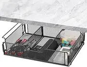 Under Desk Drawer Organizer - Metal Sliding Tray Basket For Office Desk, Hidden Pencil Holder | Space Saving Under Table Storage Box For Stationery, Pen Tray Home Office, Supplies Organizer Ki