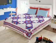 Queen size American made Star Field Patchwork - FINISHED QUILT - Incredible !