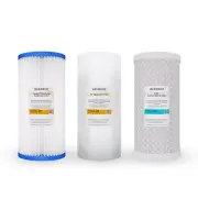 3 BB 10"x4.5" WH Pleated + Sediment + CTO Lake, Cottage & Well Water Filter Set