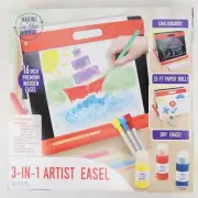 Artist Easel Chalkboard Dry Erase Board 16" Wooden Table Brush Paper Paint Chalk