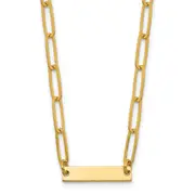 Ss/Gold Plated Sterling Silver Gold-Plated Polished Bar Necklace W/ 2In Ext.