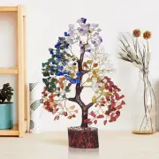 Seven Chakra Crystals and Gemstones, Seven Chakra Crystal Tree Showpiece for Goo