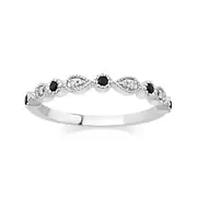 Sapphire & Diamond Stackable Ring in Sterling Silver