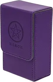 Totority Tarot Storage Box PU Leather Tarot Holder with Magnetic Lid Portable Games Cards Tarot Deck Case Oracle Bag Playing Card Case Card Organizer for Game Purple