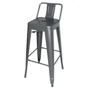 Bolero Gun Metal Grey Steel Bistro High Stool with backrest (Pack 4)