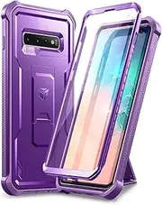 [Dexnor] for Samsung S10 Case, [Built in Screen Protector and Kickstand] Heavy Duty Military Grade Protection Shockproof Protective Cover for Samsung S10 - Purple