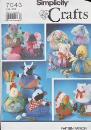 Cat Duck Cow Chicken Mice Rabbit Santa Simplicity # 7043 Stuffed Animals Dolls