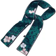 2PCS Silk Scarf Leopard Animal Print Scarf Women Silk Scarf Small Handle Bag Ribbons Female Neckerchief Head Long Scarves