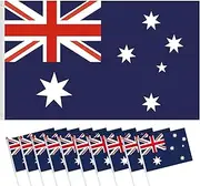 Australian Flag, Australian Flags Set 1Pcs Large Aussie Flag 90x150cm and 10Pcs Mini Handheld Australian National Flag 14x21cm, Polyester Flags for Parades Party Decorations World Cup Olympics etc