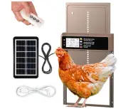 Automatic Chicken Coop Door Solar Powered, LCD Display Timer Light Sensor Remote