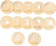 ibasenice Baby Milestone Memory Cards 12pcs Newborn Baby Commemorative Wooden Growth Cards
