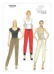 VOGUE SEWING PATTERN 8909 MISSES 4-14 EASY ELASTIC & DRAWSTRING WAISTBAND PANTS