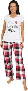 [ThePyjamaFactory] Womens World's Best Mum Ladies Long Pyjamas Sizes 8 to 22 UK