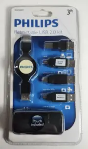 Philips SWR1249/17 Retractable 3Ft. USB 2.0 Adapter Kit For Printers Cameras