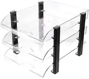 HOODANCOS Desktop File Organizer Transparent Paper Tray for Desk Storage Stackable Document Holder Office Home Use Neat and Tidy Desktop Organizer