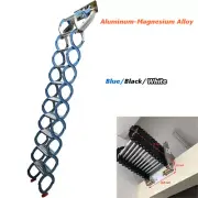 Wall-mounted Blue Folding Loft Ladder Stairs Black for Decorative House 12 Steps