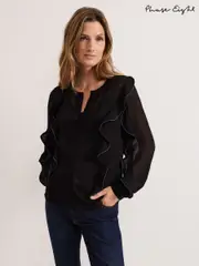 Phase Eight Black Cordelia Ruffle Blouse (AY8150) | $196