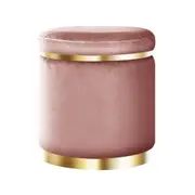 [Unbranded] Artiss Ottoman Foot Stool Round Velvet Pink