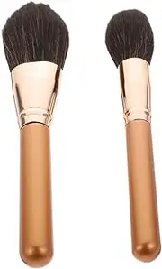 2pcs Wooden Handle Makeup Brush Tint Eyeshadow Palette Blusher Brush Multifunction Highlighters Makeup Brush Net Covers Tan Skincare Reusable Face Real Matte Artificial Fiber