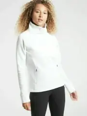 ATHLETA 2X Polartec Funnel Neck Sweatshirt 2X Plus White CYA Top NWT #510374