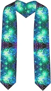 [SKKNT] Green Blue Purple Galaxy Print Graduation Shawl Stole For Academic Commencements Honor Sash Congratulations Gift