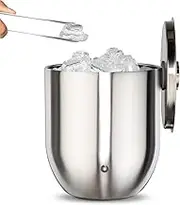 SNOWFOX Premium Vacuum Insulated Stainless Steel Ice Bucket with Lid/Scoop, Non-Rubber Bottom, Home Bar Accessories, Bartending Ice Buckets for Parties, Outdoor Entertaining Supplies, 3L, Steel