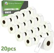 Printing Pleasure 20x 99010 Labels Rolls Compatible with Dymo LabelWriter & Seiko Label Printers | 28mm x 89mm | 130 Labels per Roll