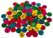 Coconut Shell Number Counters 100 pcs 0 - 9 on Shell Maths Counting Activities