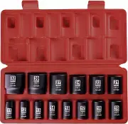 1/2-Inch Drive Metric Shallow Impact Socket Set, Cr-V, 6-Point, 14 Sockets