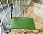 Michael Kors Jet Set Large Leather Top Zip Clutch Wristlet Wallet (Fern Green)