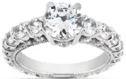 1.65 carat Semi-mount Round Ladies Graduated Diamond Ring 14k White Gold Band