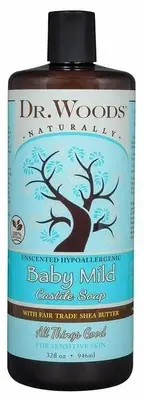 Dr. Woods Baby Mild Castile Soap Unscented with Shea Butter 32 fl oz Pack of 6