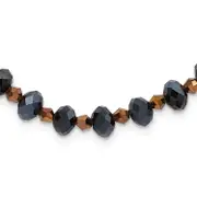 Fashion 1928 Jewelry Black-Plated Black And Brown Faceted Glass Beads Adjustable 16 Inch Necklace With 3 Extension